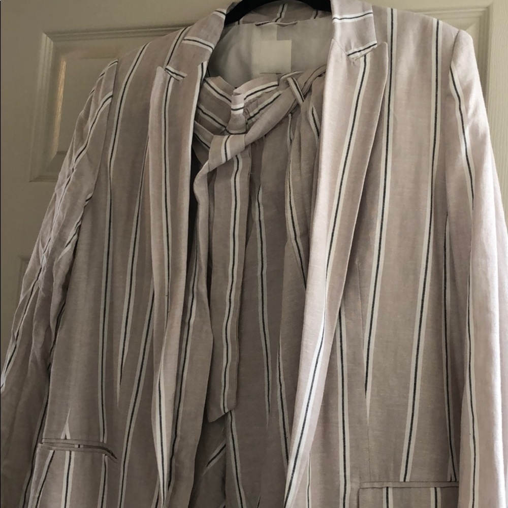 PINSTRIPE LINEN BLAZER TROUSER SET